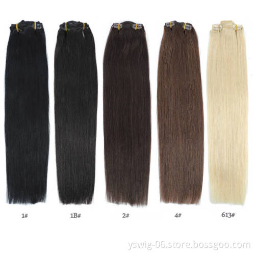 XCCOCO 100% Russian Human Remy Clip On Hair Extensions Wholesale Natural Seamless Indian Clip In Hair Extension